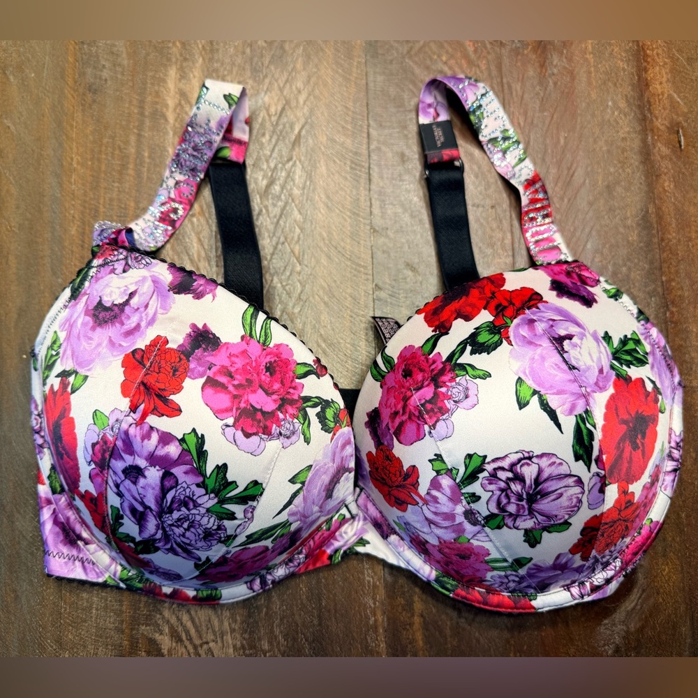 Victoria's Secret Floral Bra in Red and Purple